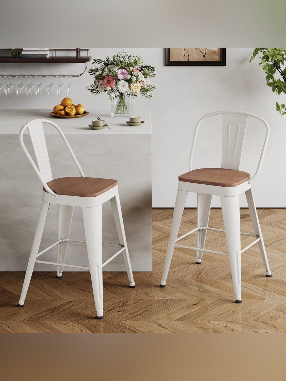 NEW-set of 4 24"Bar Stools - chairs with removable backrest